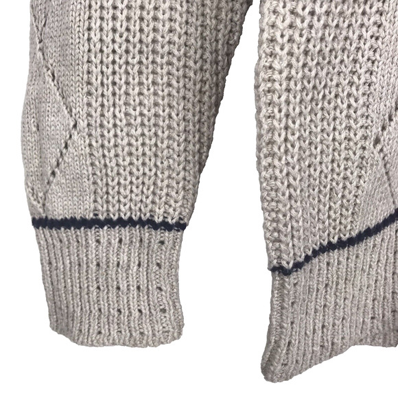 Carroll Reed Vintage Sweater V-Neck Open Knit Linen Cotton Blend Tan Size Medium - Picture 4 of 8